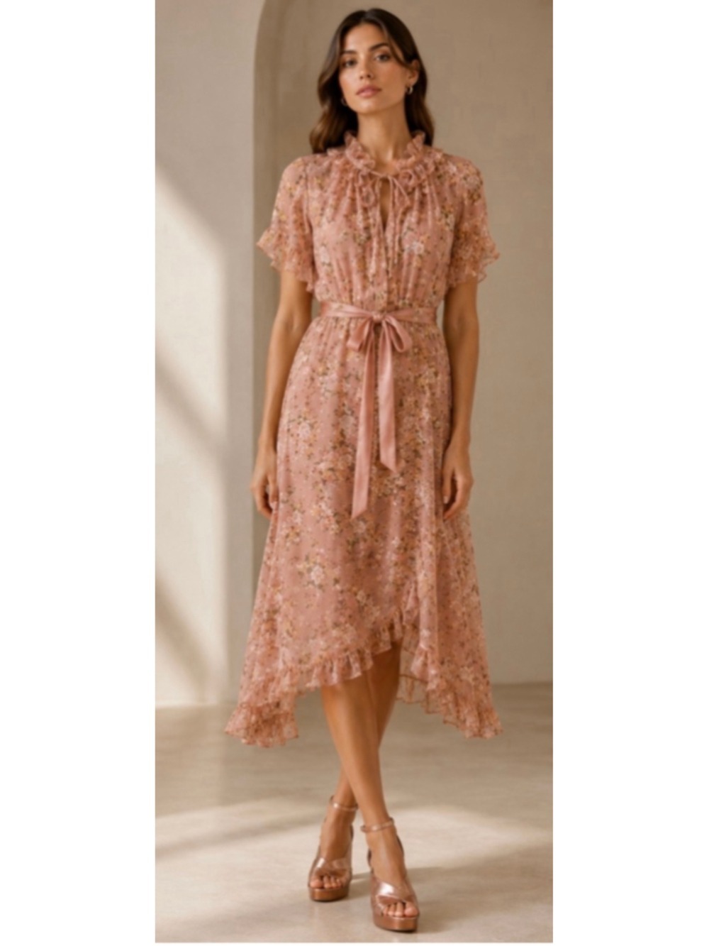 Zimmermann Espionage Floral Midi Dress, Size 3/L/10-12 Pink Boho NWT!